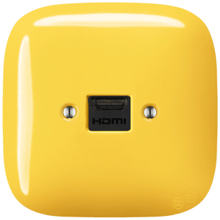 SQUARE PORCELAIN HDMI WALL SOCKET YELLOW - DYKE & DEAN