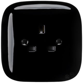 SQUARE PORCELAIN WALL SOCKET BLACK UK STAINLESS STEEL SCREWS - DYKE & DEAN