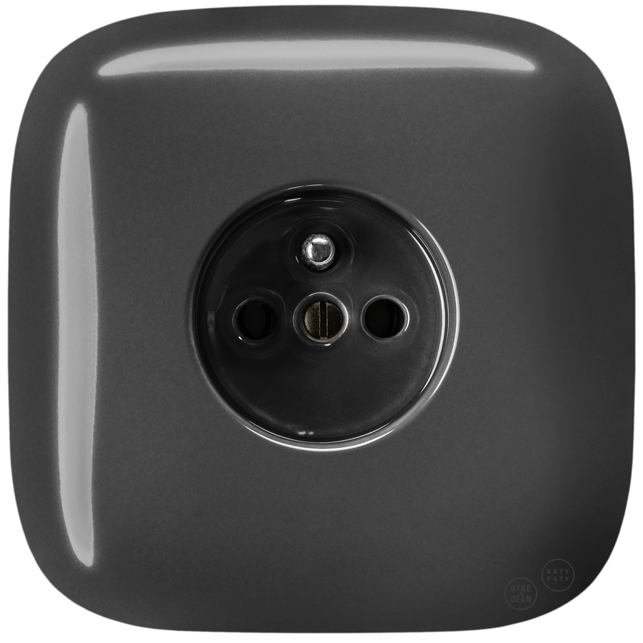 SQUARE PORCELAIN WALL SOCKET DARK GREY - DYKE & DEAN