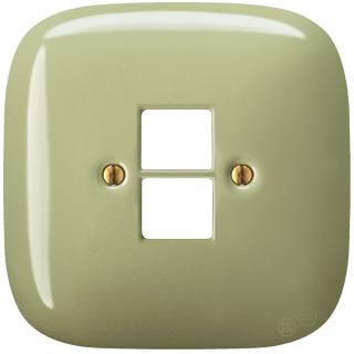 SQUARE PORCELAIN WALL SOCKET MOSS GREEN PC/USB - DYKE & DEAN