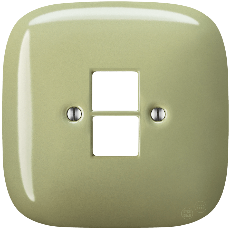 SQUARE PORCELAIN WALL SOCKET MOSS GREEN PC/USB - DYKE & DEAN