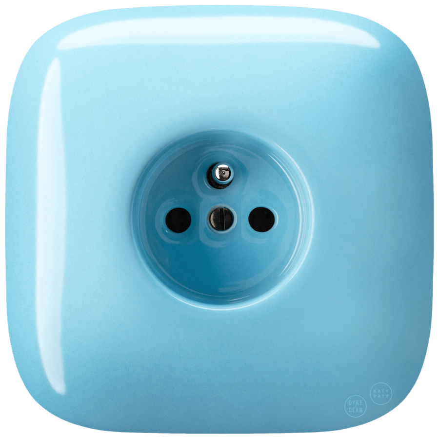 SQUARE PORCELAIN WALL SOCKET PASTEL BLUE - DYKE & DEAN