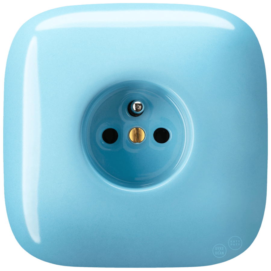 SQUARE PORCELAIN WALL SOCKET PASTEL BLUE - DYKE & DEAN