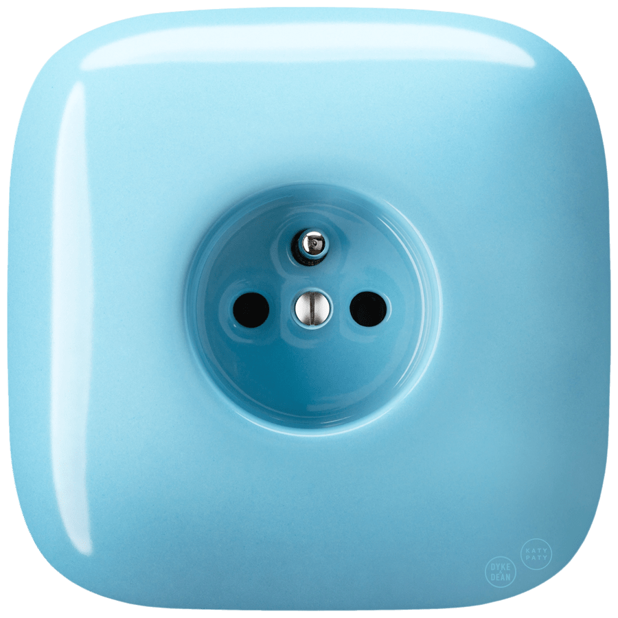 SQUARE PORCELAIN WALL SOCKET PASTEL BLUE - DYKE & DEAN