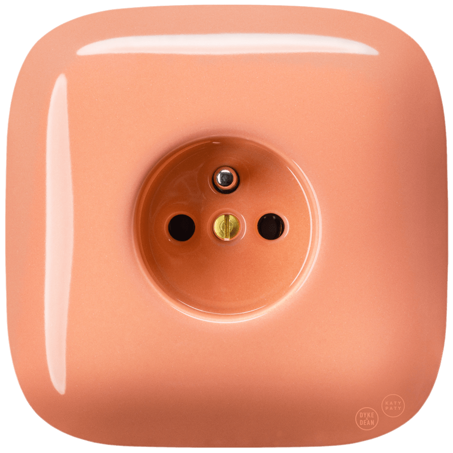 SQUARE PORCELAIN WALL SOCKET SALMON - DYKE & DEAN