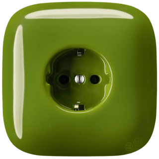 SQUARE PORCELAIN WALL SOCKET SCHUKO GREEN - DYKE & DEAN