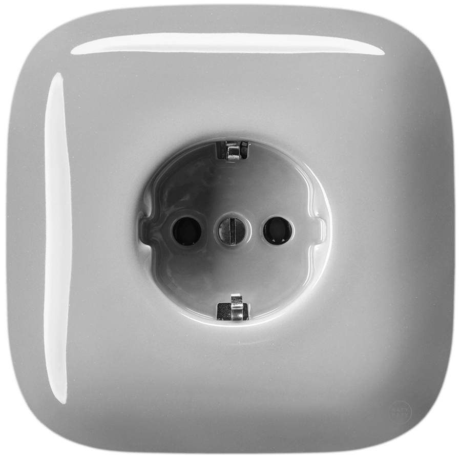 SQUARE PORCELAIN WALL SOCKET SCHUKO GREY - DYKE & DEAN