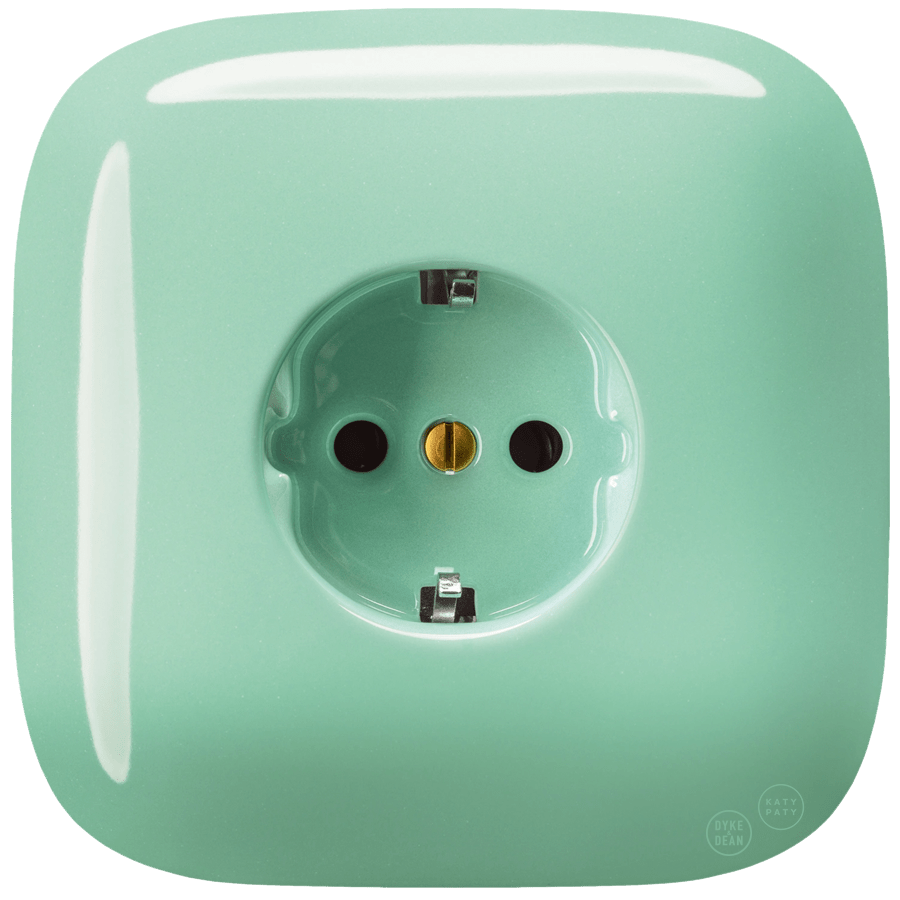 SQUARE PORCELAIN WALL SOCKET SCHUKO MINT - DYKE & DEAN