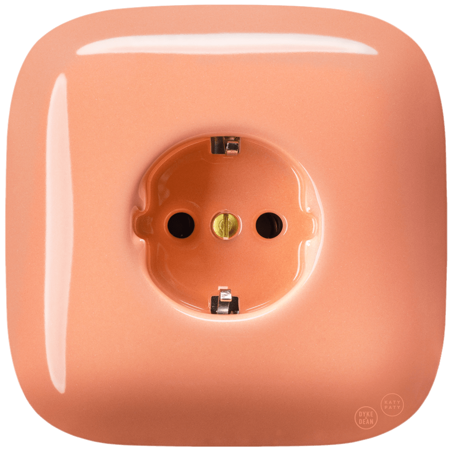 SQUARE PORCELAIN WALL SOCKET SCHUKO SALMON - DYKE & DEAN