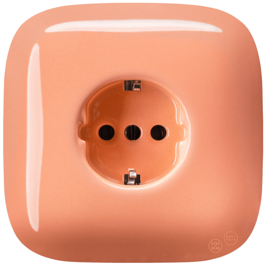 SQUARE PORCELAIN WALL SOCKET SCHUKO SALMON - DYKE & DEAN