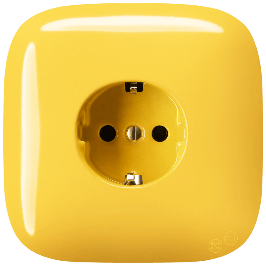 SQUARE PORCELAIN WALL SOCKET SCHUKO YELLOW - DYKE & DEAN