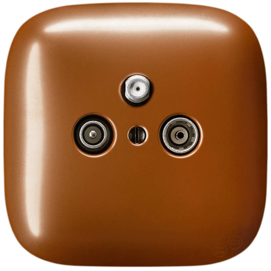 SQUARE PORCELAIN WALL SOCKET TV ANTENNA COPPER - DYKE & DEAN