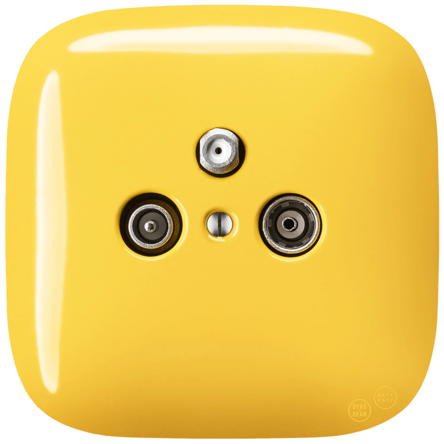 SQUARE PORCELAIN WALL SOCKET TV ANTENNA YELLOW - DYKE & DEAN