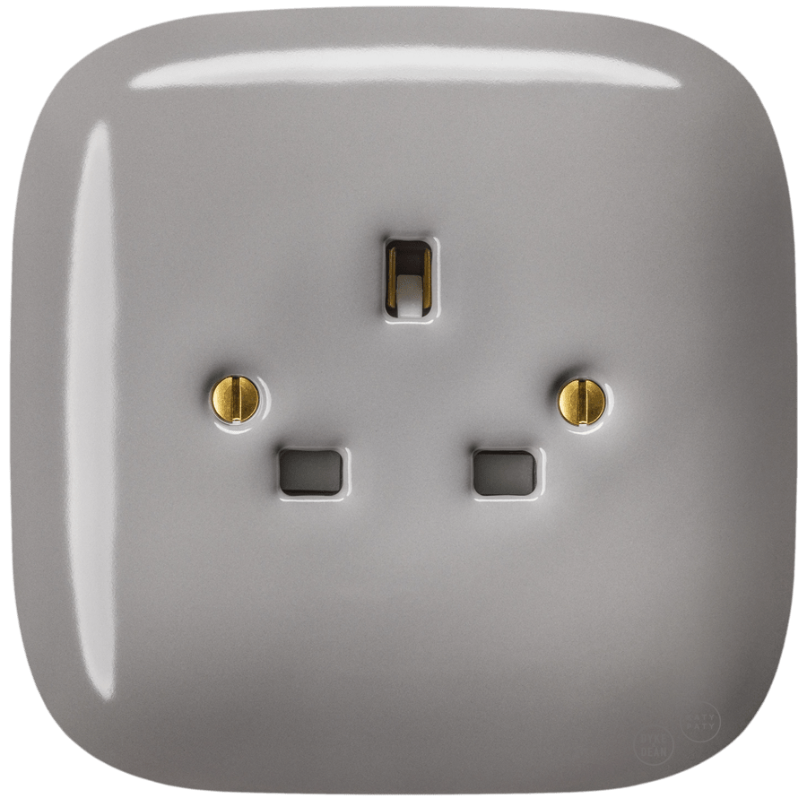 SQUARE PORCELAIN WALL SOCKET UK ASH CAPPUCCINO - DYKE & DEAN