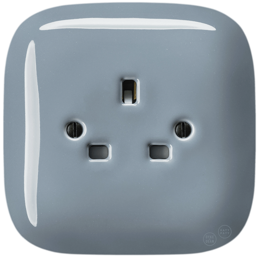 SQUARE PORCELAIN WALL SOCKET UK ASH GREY - DYKE & DEAN