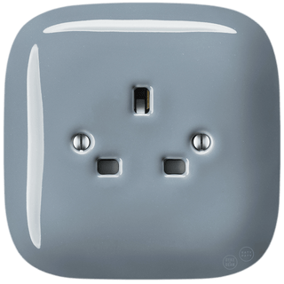 SQUARE PORCELAIN WALL SOCKET UK ASH GREY - DYKE & DEAN