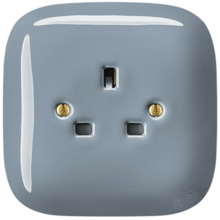 SQUARE PORCELAIN WALL SOCKET UK ASH GREY - DYKE & DEAN