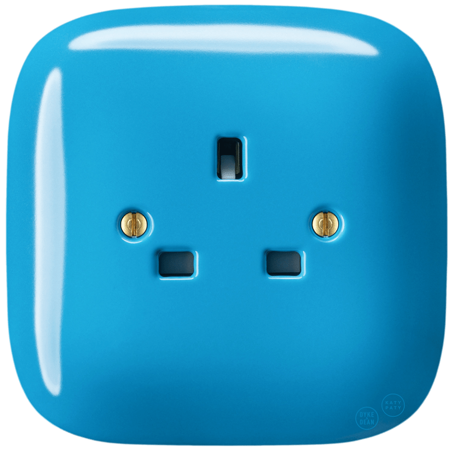 SQUARE PORCELAIN WALL SOCKET UK AZURE - DYKE & DEAN