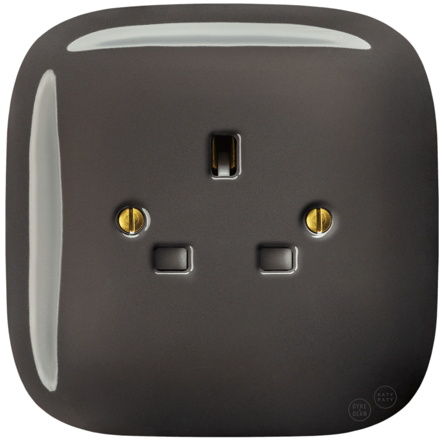 SQUARE PORCELAIN WALL SOCKET UK BROWN - DYKE & DEAN