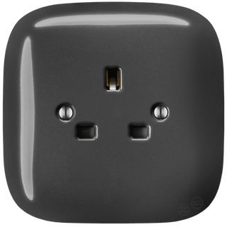 SQUARE PORCELAIN WALL SOCKET UK DARK GREY - DYKE & DEAN