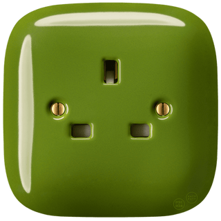 SQUARE PORCELAIN WALL SOCKET UK GREEN - DYKE & DEAN