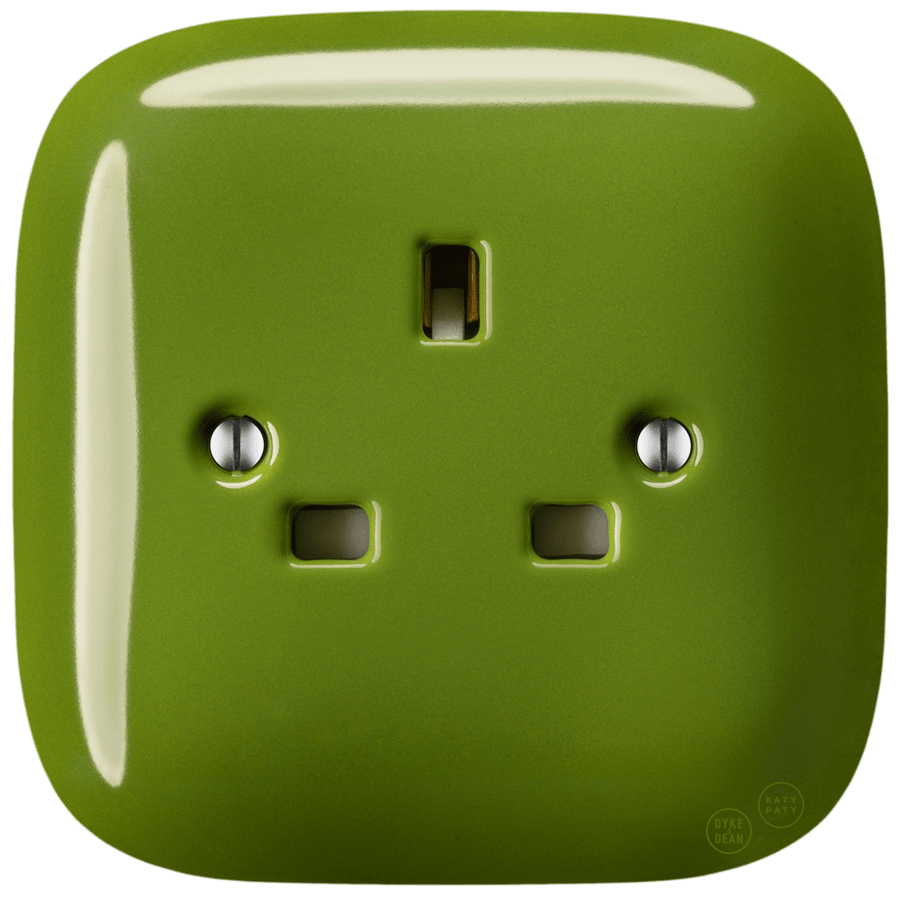 SQUARE PORCELAIN WALL SOCKET UK GREEN - DYKE & DEAN