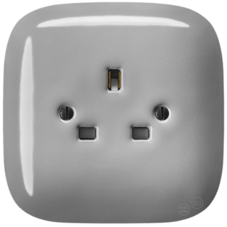 SQUARE PORCELAIN WALL SOCKET UK GREY - DYKE & DEAN