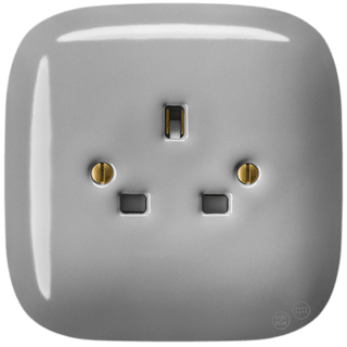 SQUARE PORCELAIN WALL SOCKET UK GREY - DYKE & DEAN