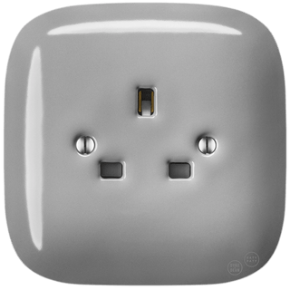 SQUARE PORCELAIN WALL SOCKET UK GREY - DYKE & DEAN