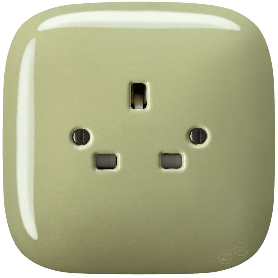 SQUARE PORCELAIN WALL SOCKET UK MOSS GREEN - DYKE & DEAN