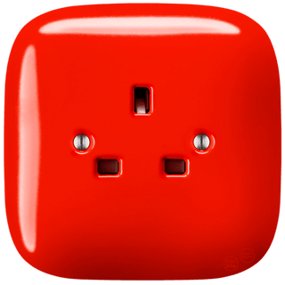 SQUARE PORCELAIN WALL SOCKET UK RED - DYKE & DEAN