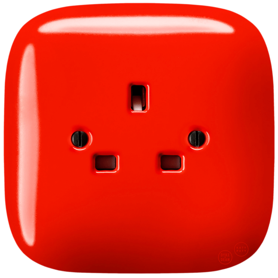 SQUARE PORCELAIN WALL SOCKET UK RED - DYKE & DEAN