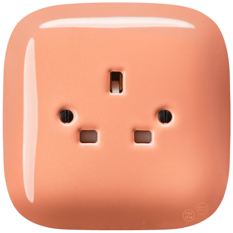 SQUARE PORCELAIN WALL SOCKET UK SALMON - DYKE & DEAN