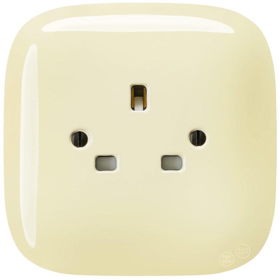 SQUARE PORCELAIN WALL SOCKET UK VANILLA - DYKE & DEAN