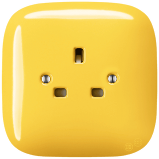 SQUARE PORCELAIN WALL SOCKET UK YELLOW - DYKE & DEAN