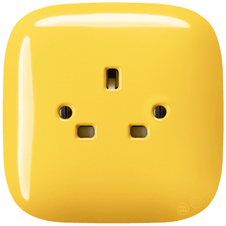 SQUARE PORCELAIN WALL SOCKET UK YELLOW - DYKE & DEAN