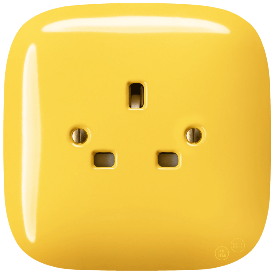 SQUARE PORCELAIN WALL SOCKET UK YELLOW - DYKE & DEAN