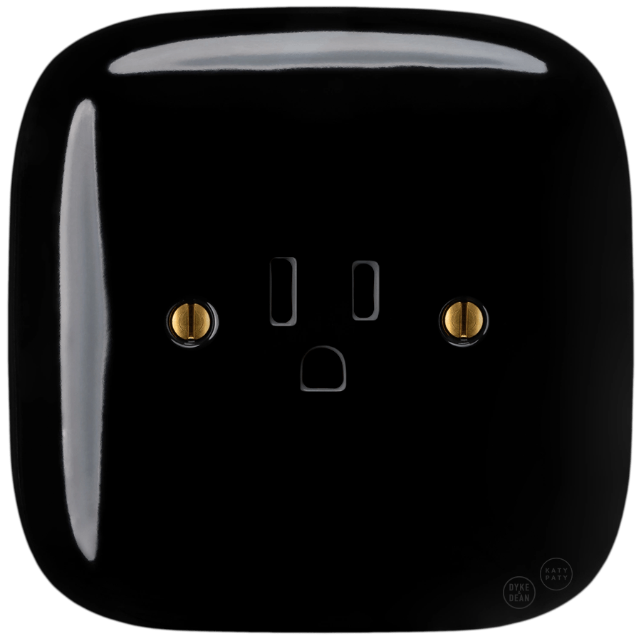 SQUARE PORCELAIN WALL SOCKET USA 15 AMP BLACK - DYKE & DEAN