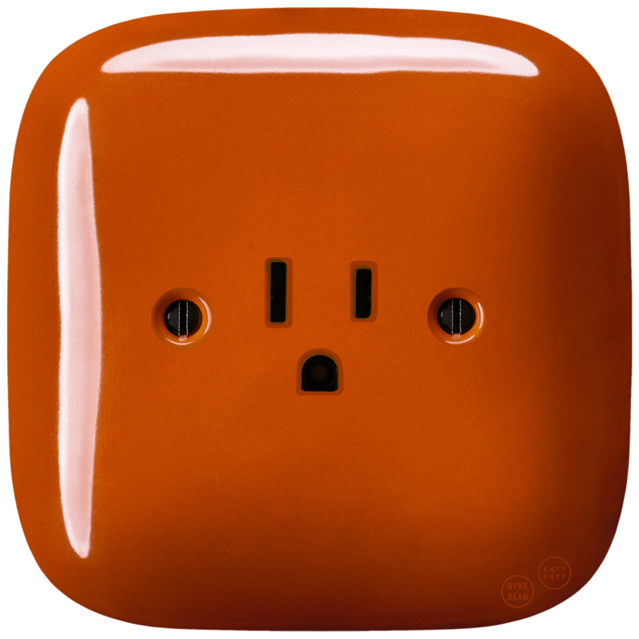 SQUARE PORCELAIN WALL SOCKET USA 15 AMP BRICK RED - DYKE & DEAN