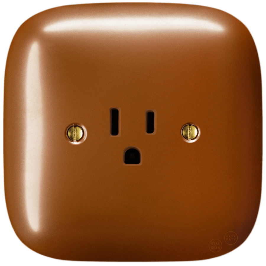 SQUARE PORCELAIN WALL SOCKET USA 15 AMP COPPER - DYKE & DEAN