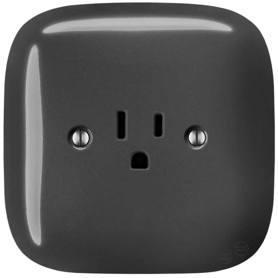 SQUARE PORCELAIN WALL SOCKET USA 15 AMP DARK GREY - DYKE & DEAN