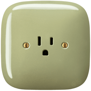 SQUARE PORCELAIN WALL SOCKET USA 15 AMP MOSS GREEN - DYKE & DEAN