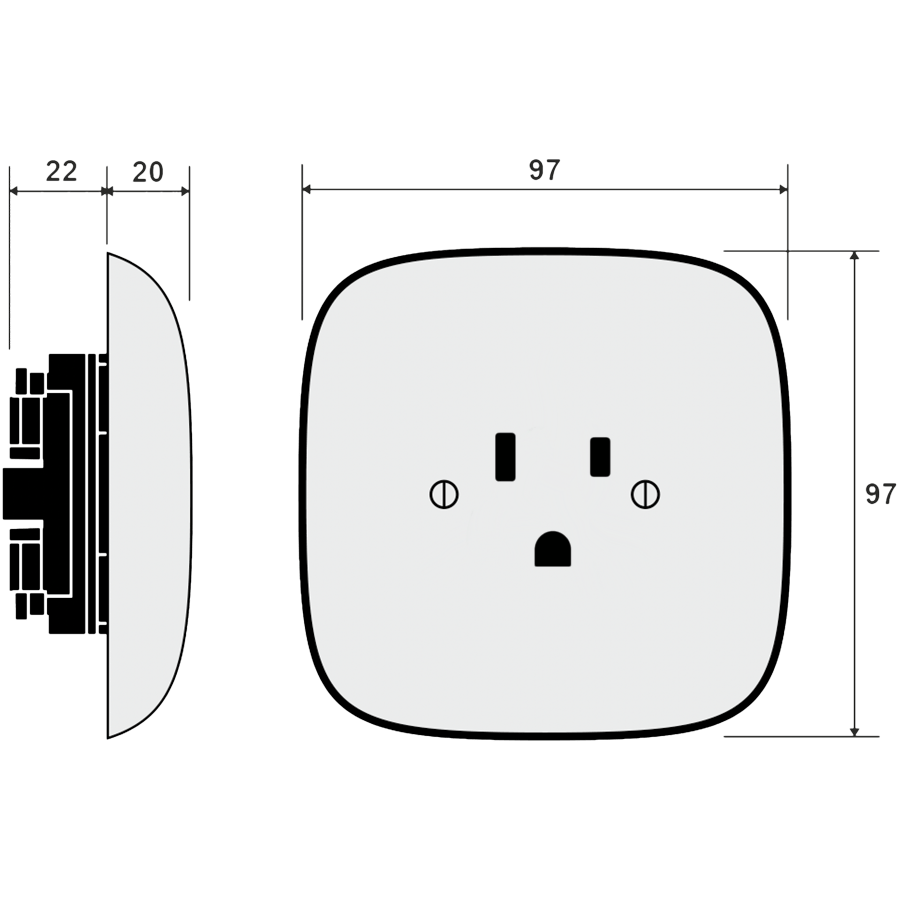 SQUARE PORCELAIN WALL SOCKET USA 15 AMP YELLOW - DYKE & DEAN