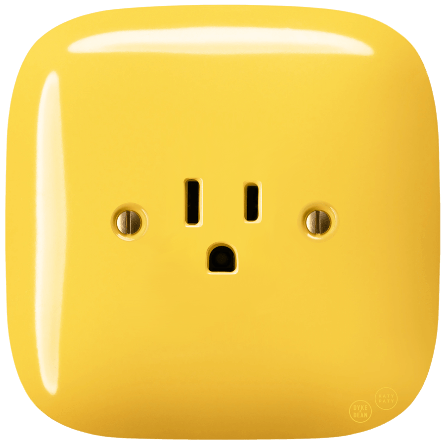 SQUARE PORCELAIN WALL SOCKET USA 15 AMP YELLOW - DYKE & DEAN