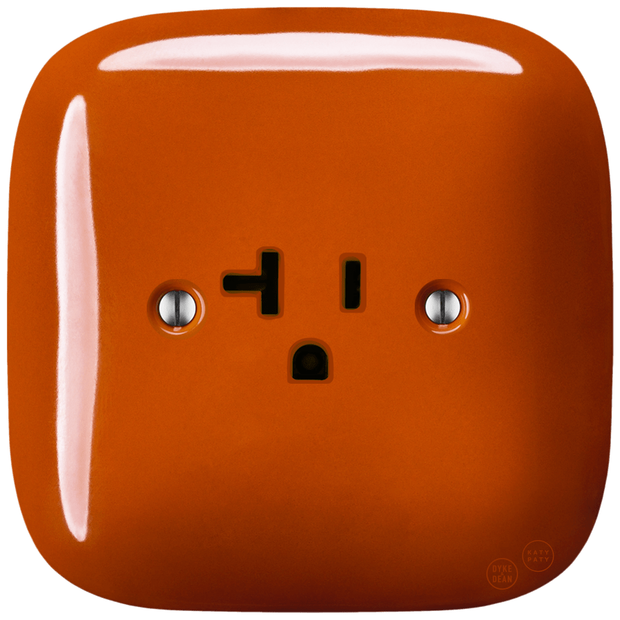 SQUARE PORCELAIN WALL SOCKET USA 20 AMP BRICK RED - DYKE & DEAN