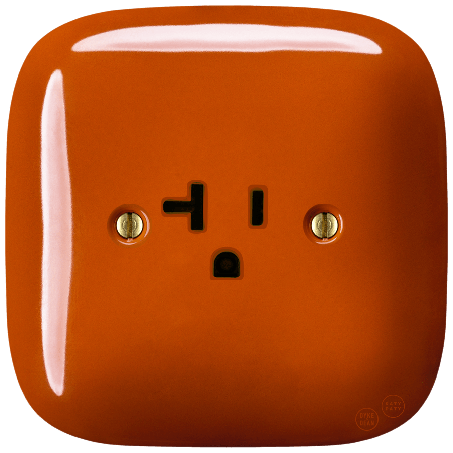 SQUARE PORCELAIN WALL SOCKET USA 20 AMP BRICK RED - DYKE & DEAN