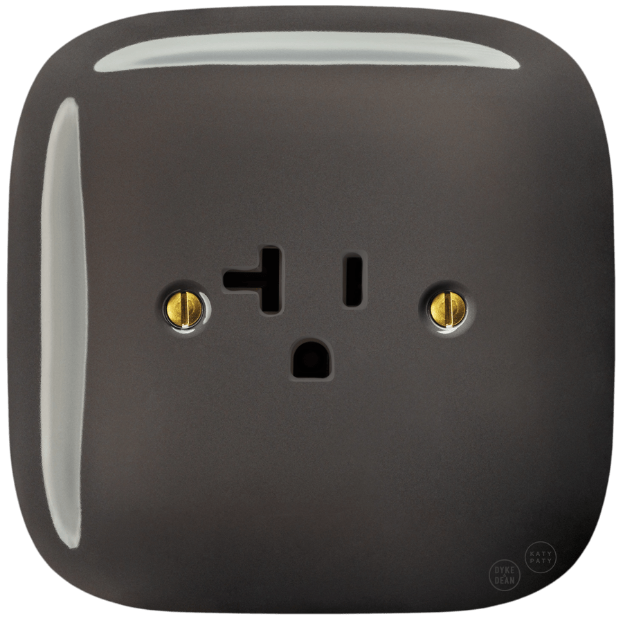 SQUARE PORCELAIN WALL SOCKET USA 20 AMP BROWN - DYKE & DEAN