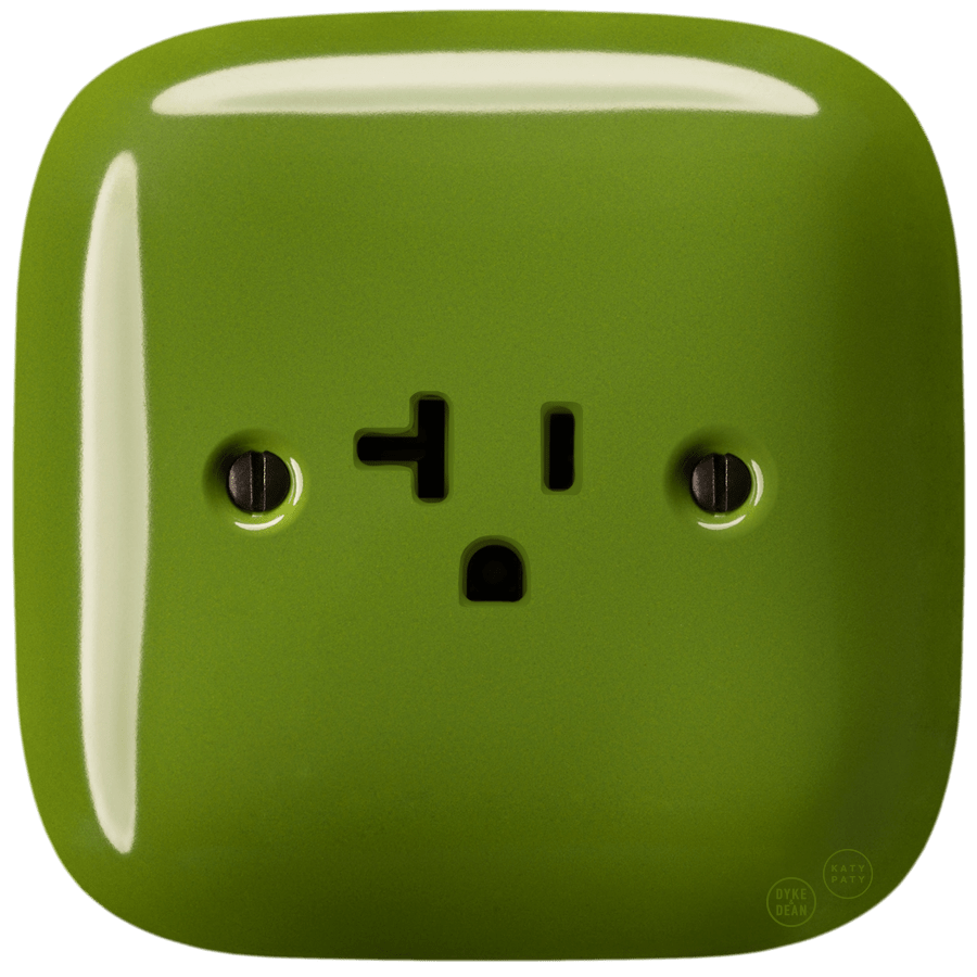 SQUARE PORCELAIN WALL SOCKET USA 20 AMP GREEN - DYKE & DEAN