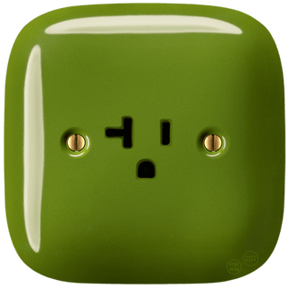 SQUARE PORCELAIN WALL SOCKET USA 20 AMP GREEN - DYKE & DEAN