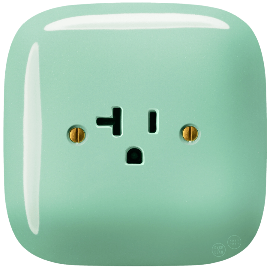 SQUARE PORCELAIN WALL SOCKET USA 20 AMP MINT - DYKE & DEAN